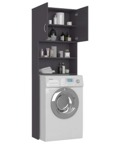 Washing Machine Cabinet Grey 64x25.5x190 Cm Chipboard -Room Washing Machine Cabinet Grey 64x25 5x190 cm Chipboard 427995 3