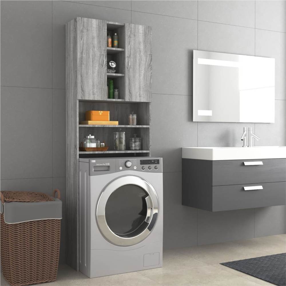 Washing Machine Cabinet Grey Sonoma 64x25.5x190 cm Washing Machine Cabinet Grey Sonoma 64x25.5x190 Cm -Room Washing Machine Cabinet Grey Sonoma 64x25 5x190 cm 513880 0