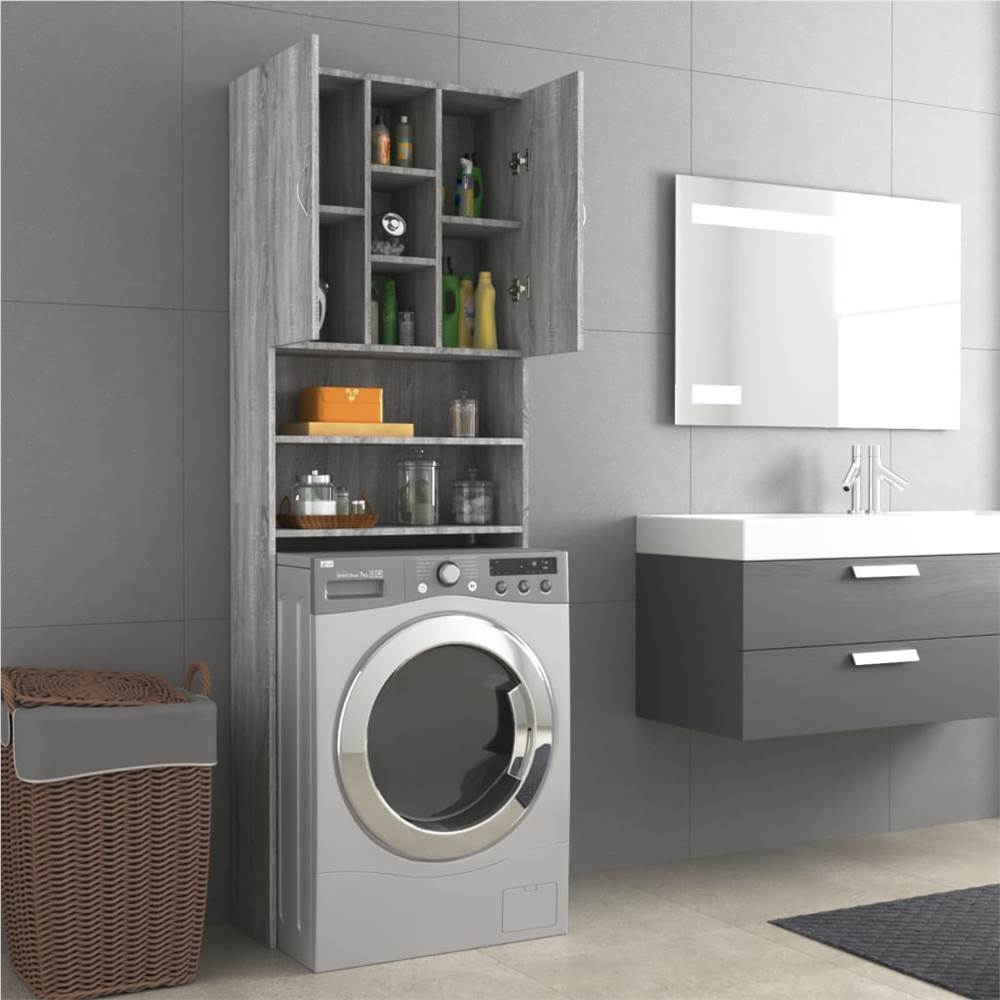 Washing Machine Cabinet Grey Sonoma 64x25.5x190 cm Washing Machine Cabinet Grey Sonoma 64x25.5x190 Cm -Room Washing Machine Cabinet Grey Sonoma 64x25 5x190 cm 513880 2