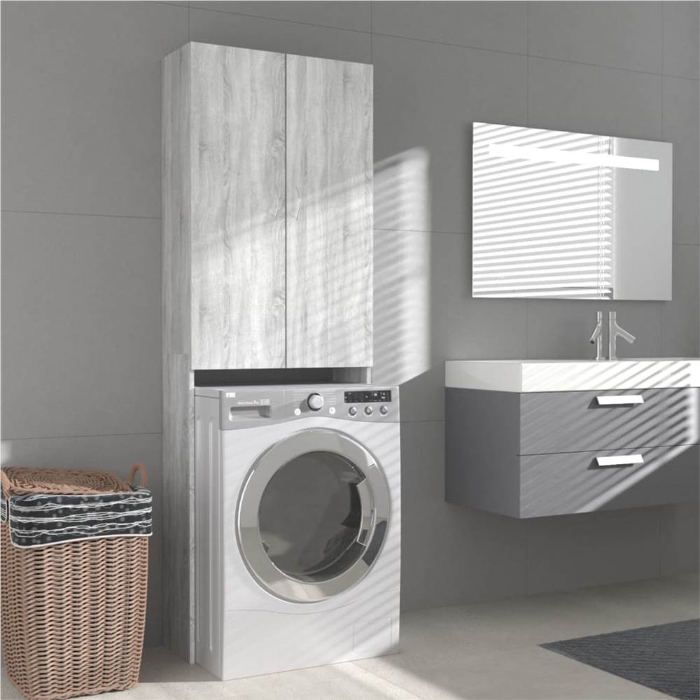 Washing Machine Cabinet Grey sonoma 64x25.5x190 cm Washing Machine Cabinet Grey Sonoma 64x25.5x190 Cm -Room Washing Machine Cabinet Grey sonoma 64x25 5x190 cm 502742 0