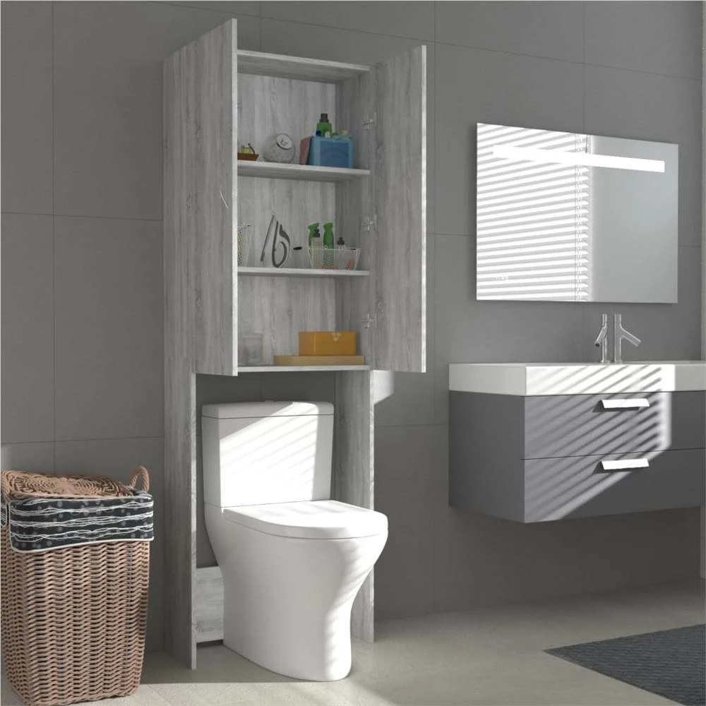 Washing Machine Cabinet Grey Sonoma 64x25.5x190 Cm - Image 3