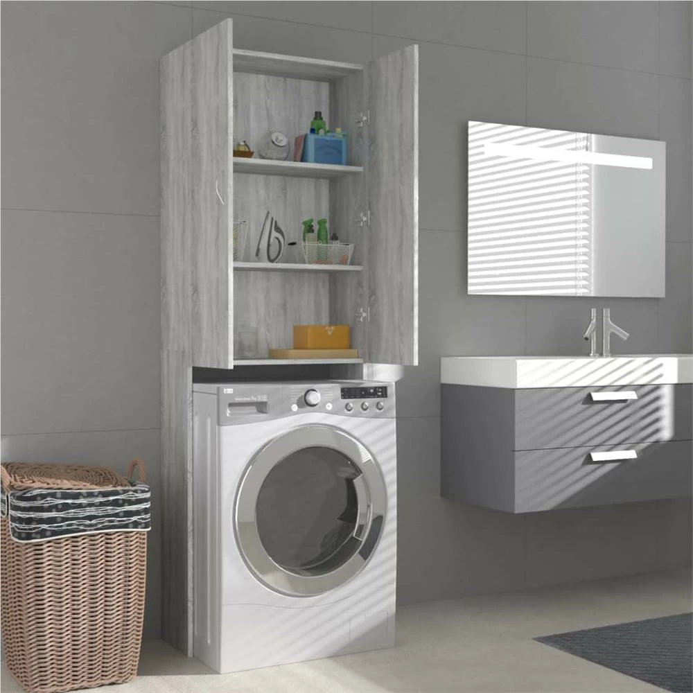 Washing Machine Cabinet Grey Sonoma 64x25.5x190 Cm - Image 4