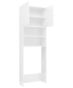 Washing Machine Cabinet High Gloss White 64x25.5x190 Cm Chipboard -Room Washing Machine Cabinet High Gloss White 64x25 5x190 cm Chipboard 428909 4