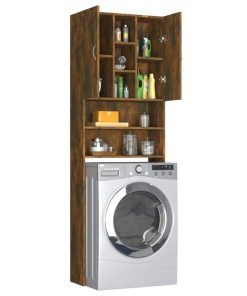 Washing Machine Cabinet Smoked Oak 64x25.5x190 Cm -Room Washing Machine Cabinet Smoked Oak 64x25 5x190 cm 513889 4