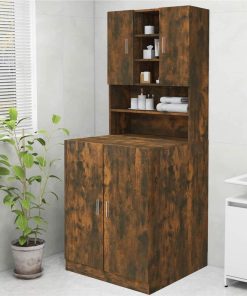 Washing Machine Cabinet Smoked Oak 70.5x25.5x90 Cm
