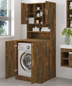 Washing Machine Cabinet Smoked Oak Engineered Wood -Room Washing Machine Cabinet Smoked Oak Engineered Wood 515324 2