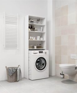 Washing Machine Cabinet White 64x24x190 Cm -Room Washing Machine Cabinet White 64x24x190 cm 486782 4