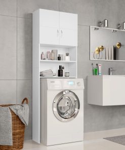 Washing Machine Cabinet White 64x25.5x190 Cm Chipboard
