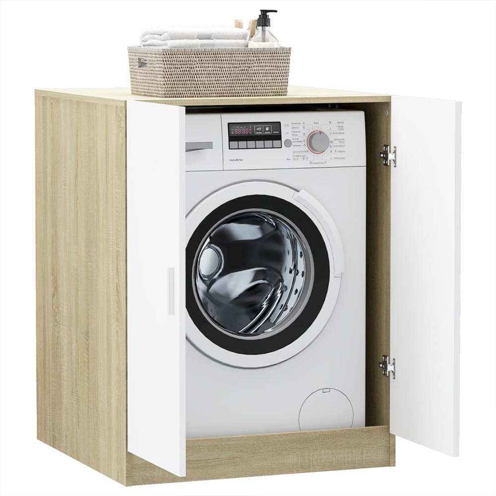 Washing Machine Cabinet White and Sonoma Oak 71x71.5x91.5 cm Washing Machine Cabinet White And Sonoma Oak 71x71.5x91.5 Cm -Room Washing Machine Cabinet White and Sonoma Oak 71x71 5x91 5 cm 486667 2
