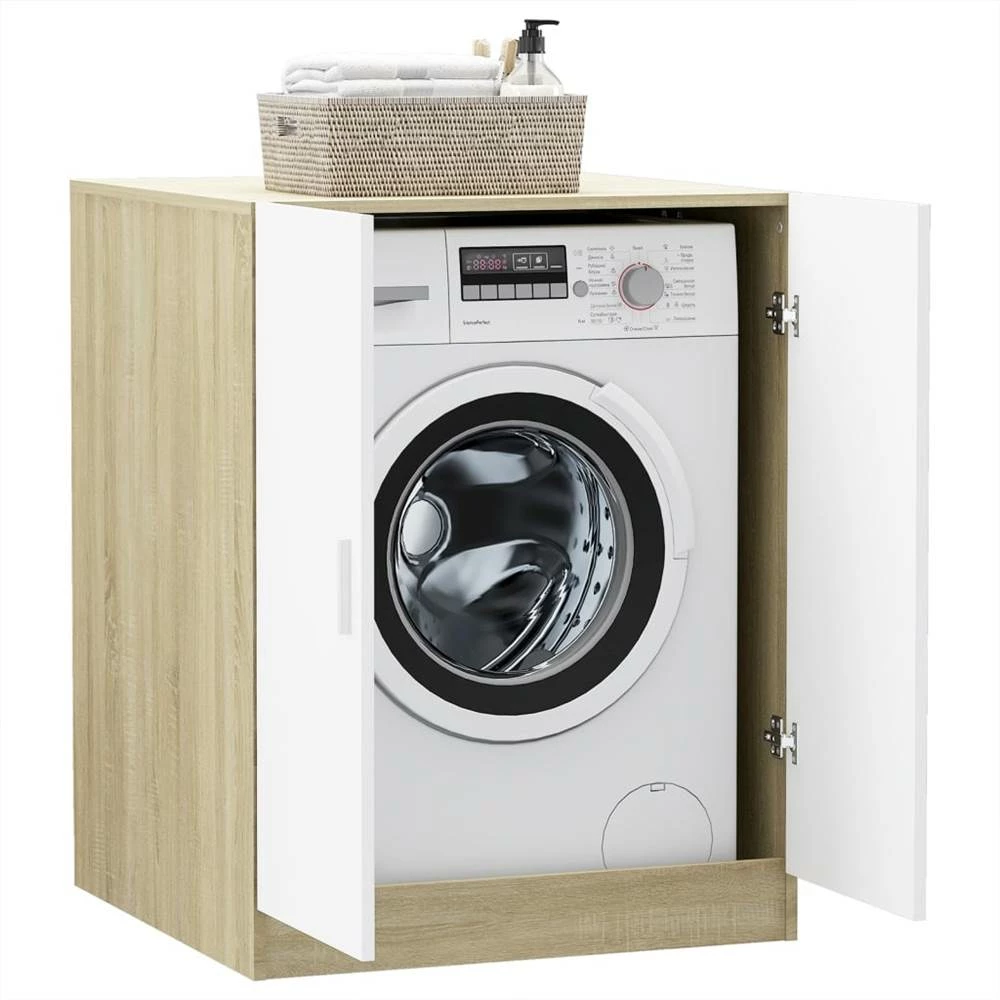 Washing Machine Cabinet White And Sonoma Oak 71x71.5x91.5 Cm - Image 3
