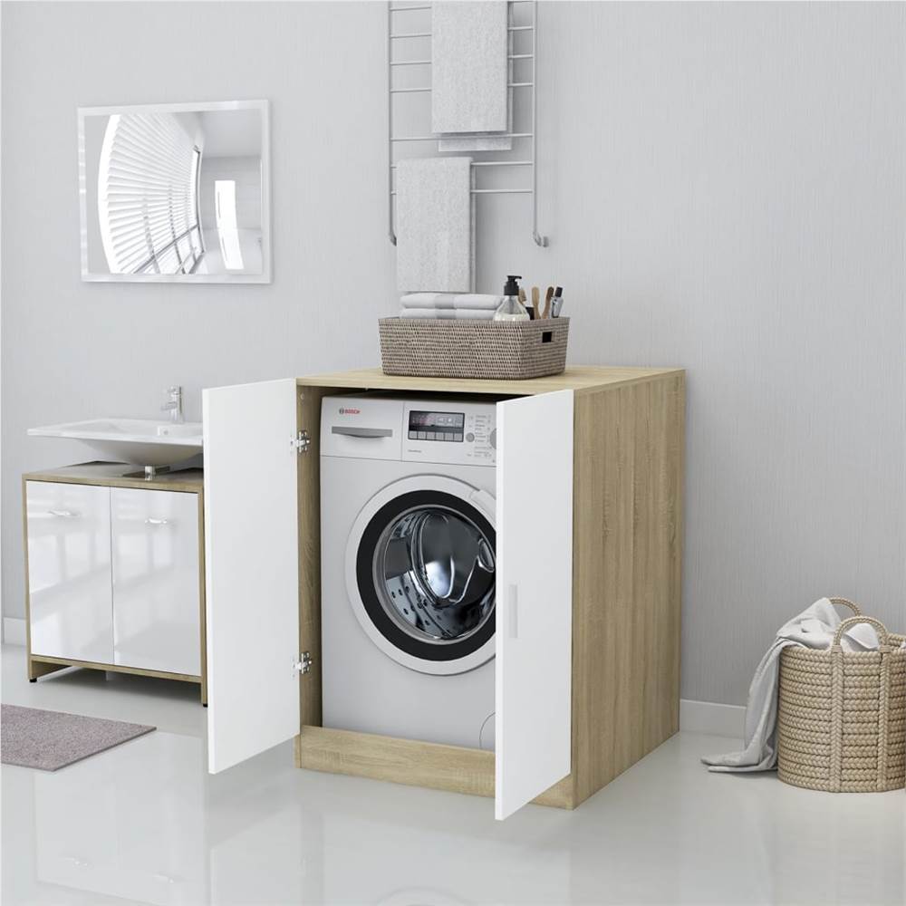 Washing Machine Cabinet White and Sonoma Oak 71x71.5x91.5 cm Washing Machine Cabinet White And Sonoma Oak 71x71.5x91.5 Cm -Room Washing Machine Cabinet White and Sonoma Oak 71x71 5x91 5 cm 486667 3
