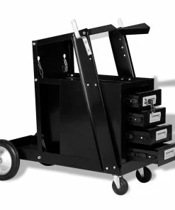 Welding Cart With 4 Drawers Black