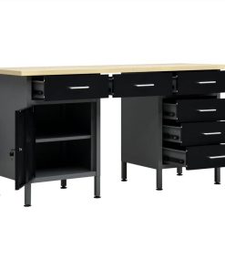 Workbench Black 160x60x85 Cm Steel -Room Workbench Black 160x60x85 cm Steel 451568 2