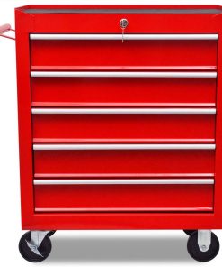 Workshop Tool Trolley 5 Drawers Red -Room Workshop Tool Trolley 5 Drawers Red 443415 4
