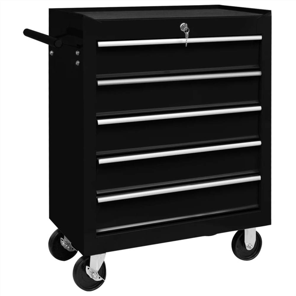Workshop Tool Trolley with 5 Drawers Black Workshop Tool Trolley With 5 Drawers Black -Room Workshop Tool Trolley with 5 Drawers Black 452768 0