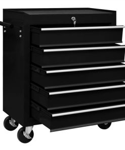 Workshop Tool Trolley With 5 Drawers Black 4 Workshop Tool Trolley With 5 Drawers Black -Room Workshop Tool Trolley with 5 Drawers Black 452768 2