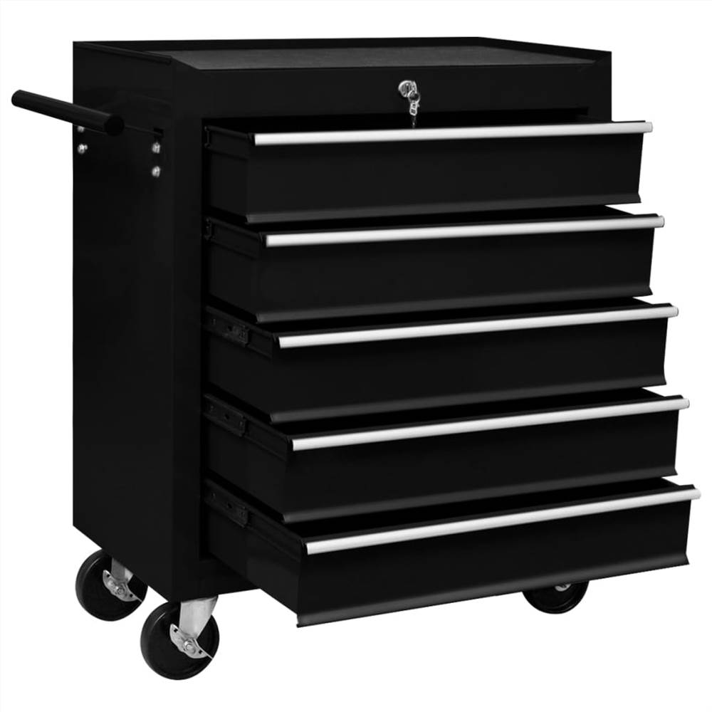 Workshop Tool Trolley with 5 Drawers Black Workshop Tool Trolley With 5 Drawers Black -Room Workshop Tool Trolley with 5 Drawers Black 452768 2