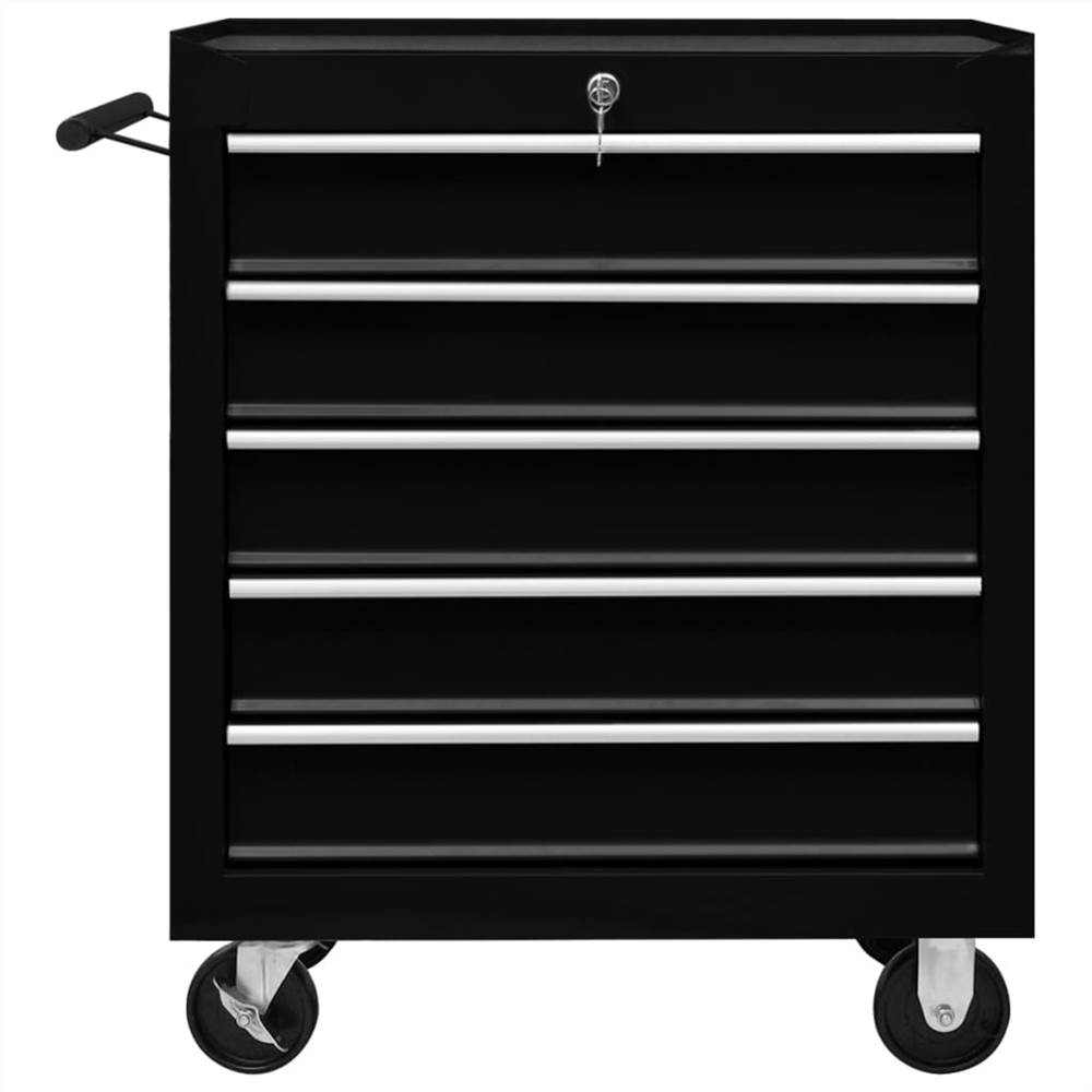 Workshop Tool Trolley with 5 Drawers Black Workshop Tool Trolley With 5 Drawers Black -Room Workshop Tool Trolley with 5 Drawers Black 452768 3