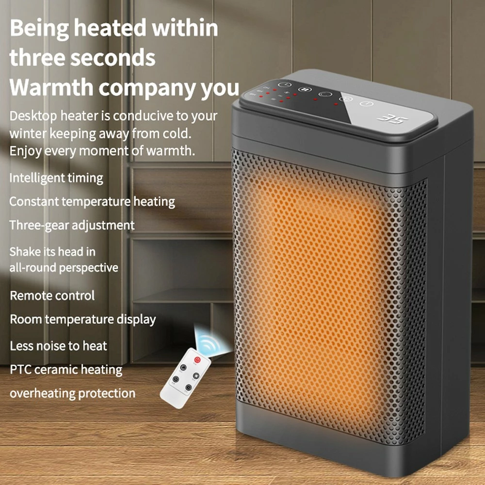 YND-1200D 1500W Desktop Mini Electric Heater, PTC Ceramic Space Heater, Remote Control, Touch Screen, 3-Gear Adjustment - EU Plug - Image 6