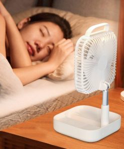 GoZheec Smart Portable Folding Fan Adjustable Angle Mute Shaking Head Four Modes 10000mAh Battery Removable Cleaning For Office Outdoor Summer Cooling - White -Room lf01 1 white folding fan screwdriver dust bag 1589438098772