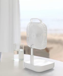 GoZheec Smart Portable Folding Fan Adjustable Angle Mute Shaking Head Four Modes 10000mAh Battery Removable Cleaning For Office Outdoor Summer Cooling - White -Room lf01 1 white folding fan screwdriver dust bag 1589438100494 1