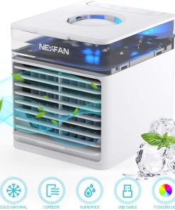NexFan Portable Handheld Multifunctional Fast Cooling Air Conditioning Fan Purifying Air Eliminate Odor Three Modes USB Charging UV Version For Office Home - White