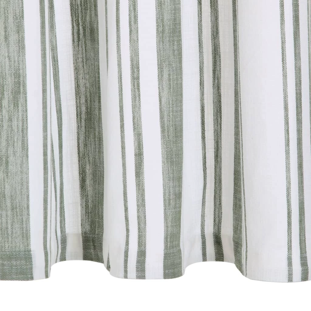 VidaXL Curtains With Metal Rings 2 Pcs Cotton 140x245 Cm Green Stripe - Image 3