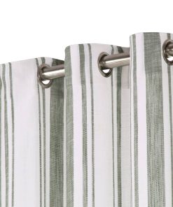VidaXL Curtains With Metal Rings 2 Pcs Cotton 140x245 Cm Green Stripe -Room vidaXL Curtains with Metal Rings 2 pcs Cotton 140x245 cm Green Stripe 427126 3